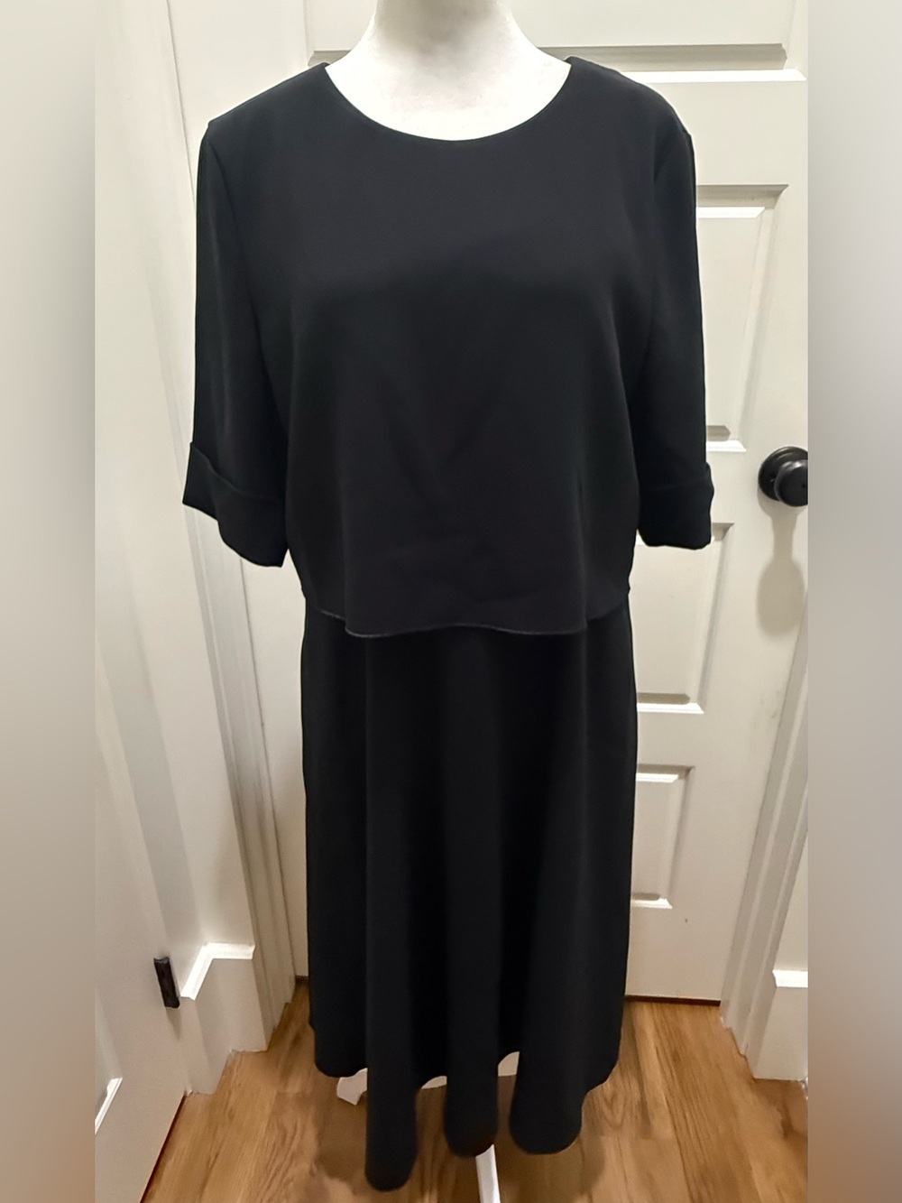 NWT. St. Emile. Black Petula Popover Midi Dress. Size 10.